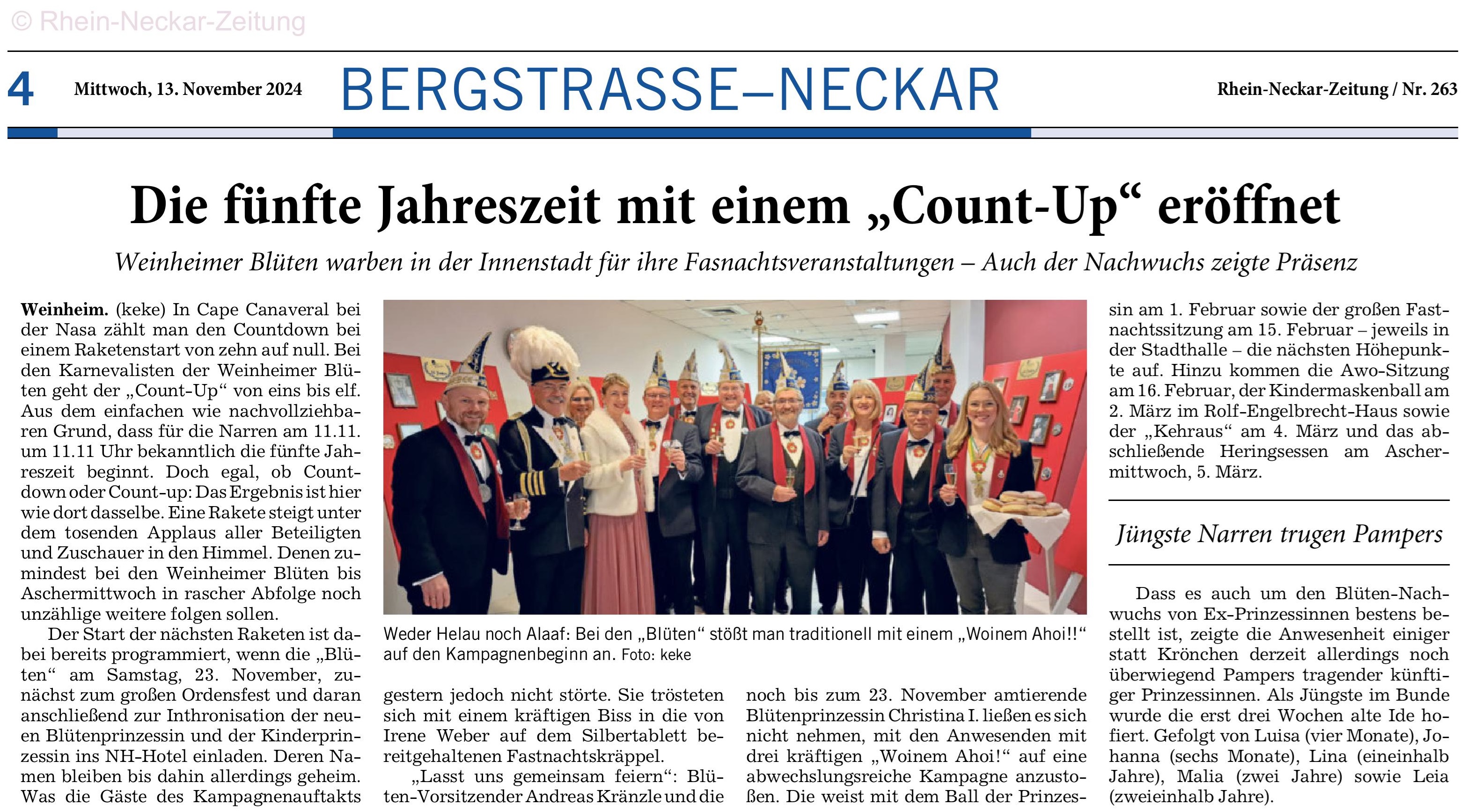RNZ 13.11.2024 Kampagneeröffnung