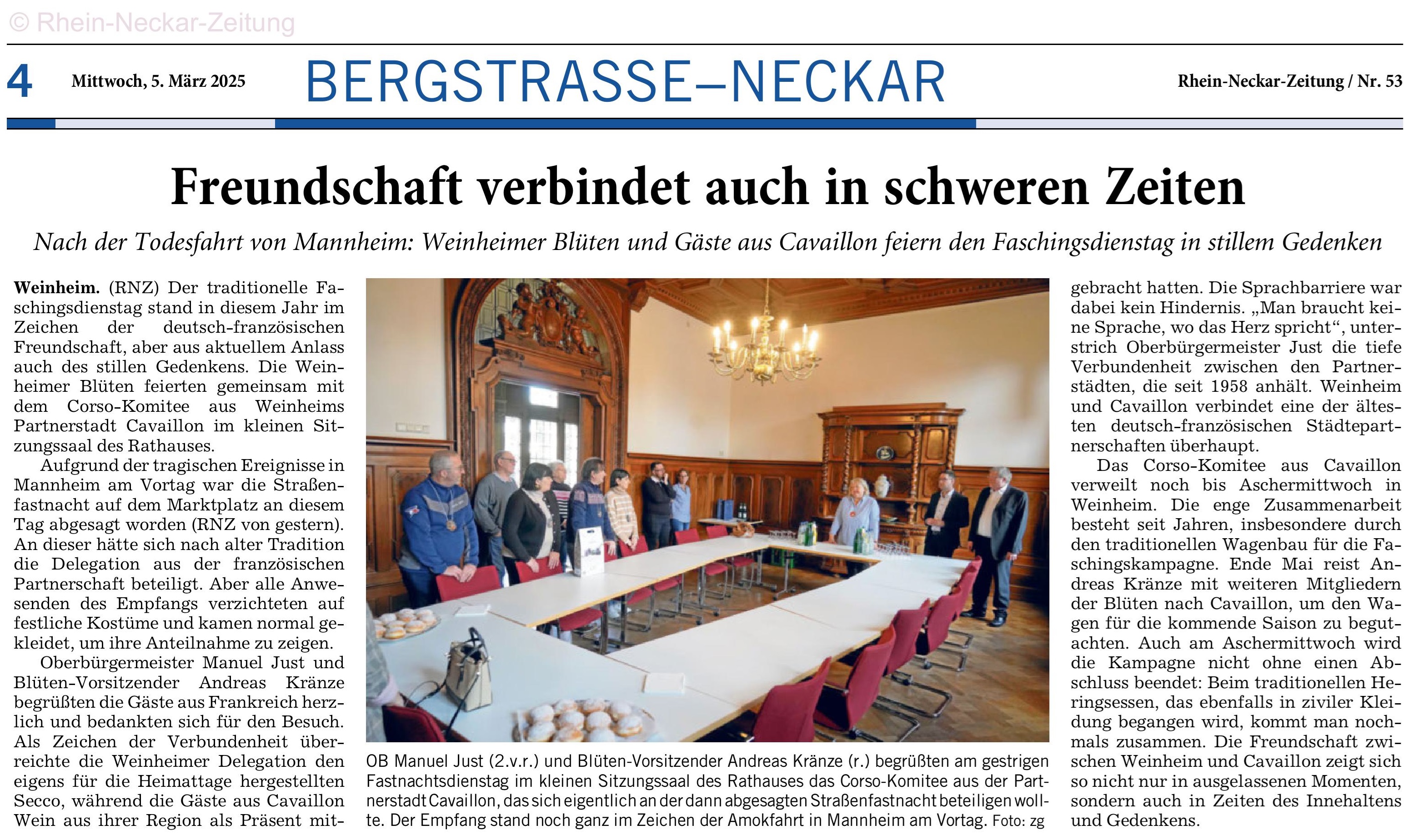 RNZ 05.03.2025 OB Empfang Wagenbauer 