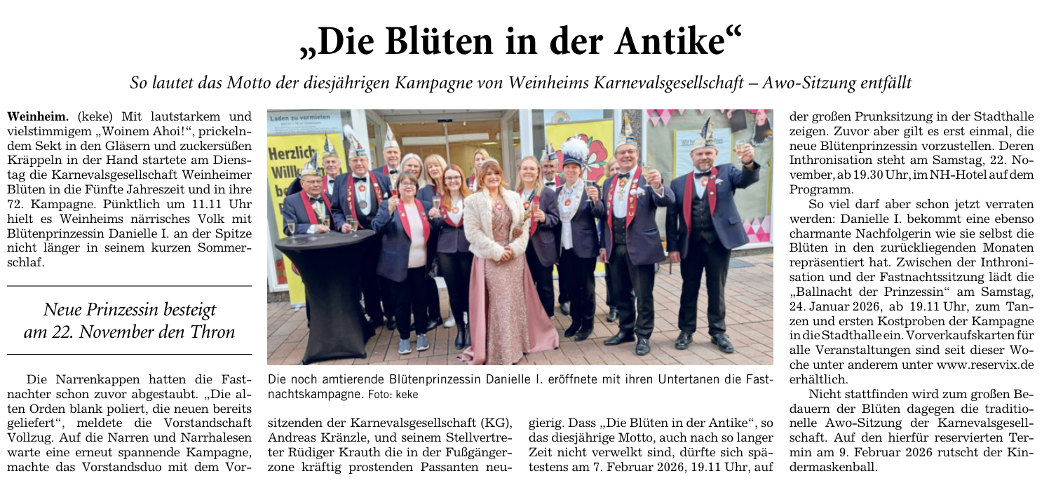 RNZ 11.11.2025 Die Blühten in der Antike